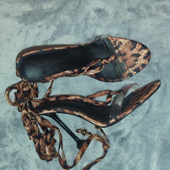 ASOS leopard,tie- up heels - Picture 2 of 4
